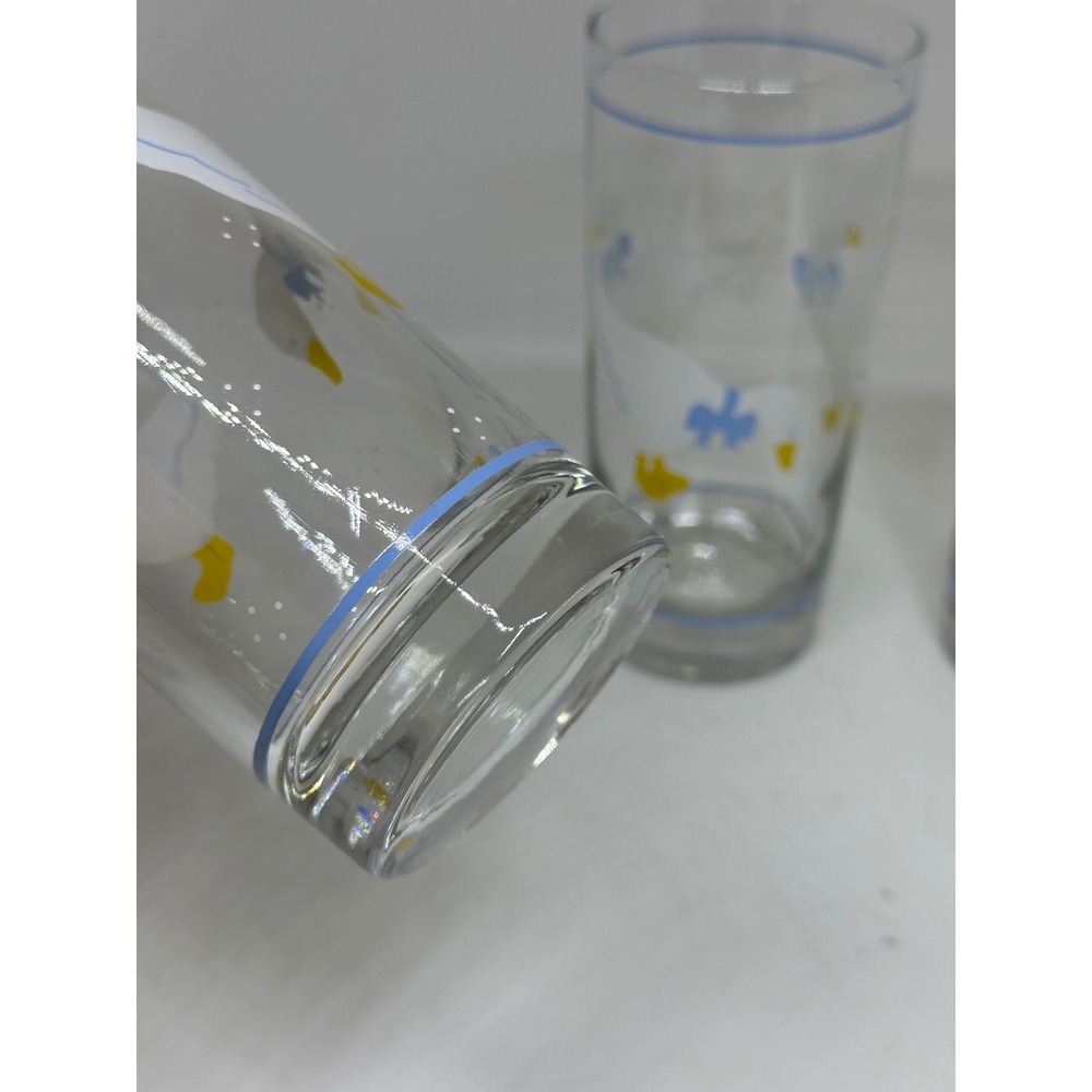 VTG Goose Drinking Glasses Set Blue White Bow Country Cottagecore Kitchen Decor - Picture 7 of 8